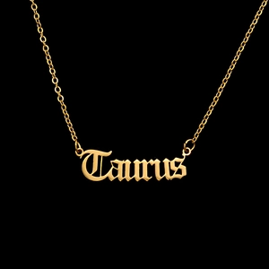 Macro shot of gold gothic Taurus pendant necklace made of durable stainless steel
