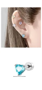 Detail showing 6mm heart-cut gemstone earrings in multiple colors with size measurement