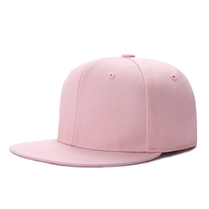 Casquette de baseball classique en coton rose clair à bord plat pour adultes et enfants de profil