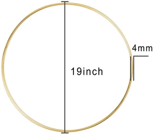 Detail view of 19 inch golden metal ring with 4mm thickness for DIY flower crafts