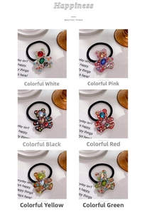 Multi-colored bear hair ties set featuring six sparkling rhinestone designs in a grid view