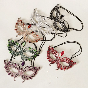 Luxury Alloy Rhinestone Butterfly Masquerade Mask For Women Halloween Carnival Party Shiny Crystal Eye Mask Jewelry Gift