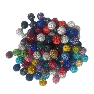Colorful 10mm disco ball beads with rhinestone inlay for DIY bracelet jewelry making