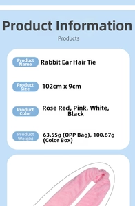 Detailed size specifications for the pink heatless hair curler and rabbit ear headband