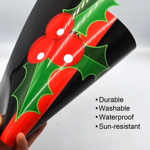 Waterproof and durable Christmas snowman car trash can with festive berry sticker details