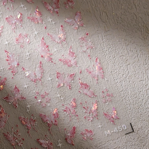 Holographic butterfly nail art stickers with glitter gradient finish, model M-450