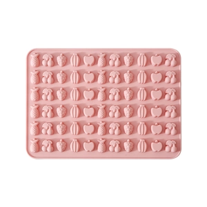 Pink silicone fruit mold with pineapple and cherry shapes for DIY candy and chocolate making