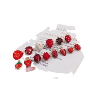 DIY strawberry enamel charms collection for making handmade jewelry and earrings