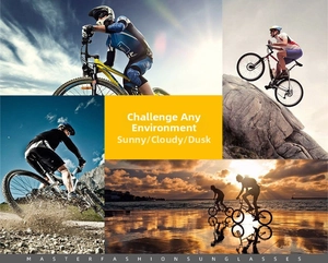 Detail showing outdoor cycling sunglasses versatility across different lighting conditions