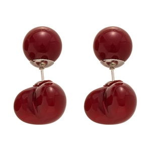 Boucles d'oreilles cerise en résine rouge foncé vintage avec tiges en argent élégantes