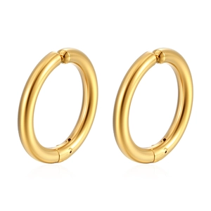 Boucles d'oreilles créoles en acier inoxydable doré poli au design minimaliste pour homme