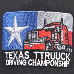 Custom cotton trucker baseball cap featuring Texas truck driving embroidery patch design