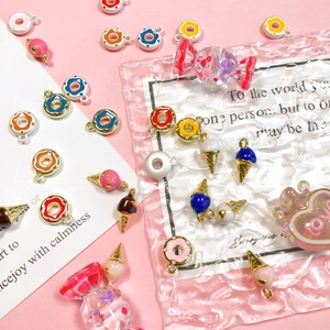 Doughnut Ice Cream Charms Copper Alloy Enamel Pendants For DIY Necklace Bracelet Jewelry Making Sweet Cute Food Shapes