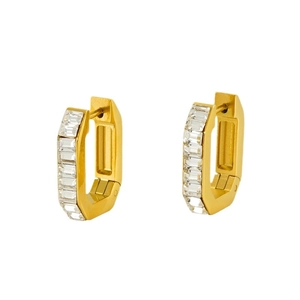 18K gold-plated square zircon hoop earrings for women with geometric rectangle design
