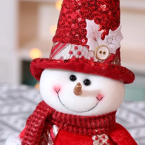 Weihnachtliche Schneemann-Figur mit roten Pailletten und Hut für festliche Dekorationen