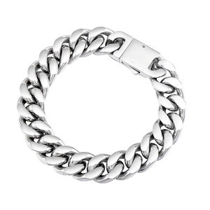 Polished 13mm stainless steel Cuban link bracelet for men with heavy punk metal style
