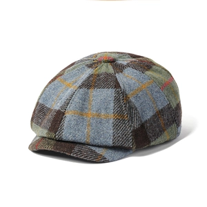 Classic British style plaid newsboy cap with vintage multi-color checkered pattern