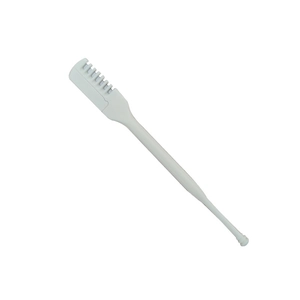 Manual nasal hair trimmer and eyebrow razor with protective comb in white finish
