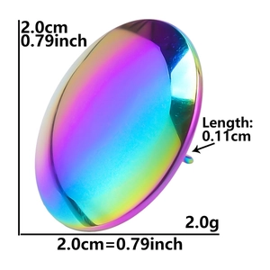 Technical drawing of rainbow stainless steel hoop earrings with size and weight specs