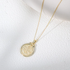 925 silver vintage 1965 British coin pendant necklace with golden embossed relief
