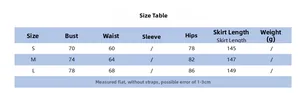 Size chart showing bust, waist, and length for the sexy backless ruched one-shoulder dress