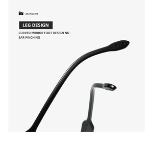 Detail of curved matte black temple arms for comfortable pilot sunglasses fit