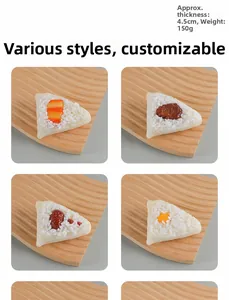 Macro detail of artificial PVC sticky rice dumplings showing realistic meat and yolk texture