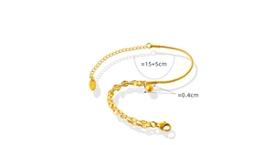 Detail showing 15+5cm double layer gold chain with 0.4cm ball charm and lobster clasp