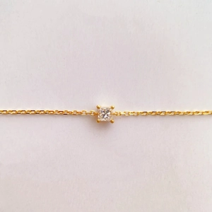 Minimalist S925 silver 14K gold princess cut square zircon bracelet in golden finish