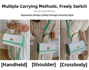 Three ways to wear the white crocodile pattern handbag with distinctive bamboo handle