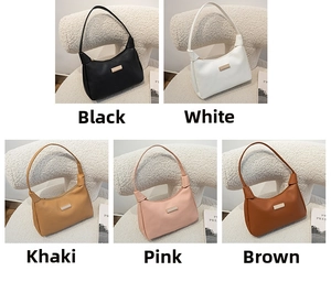 Minimalist faux leather underarm bags in five colors with golden metallic details