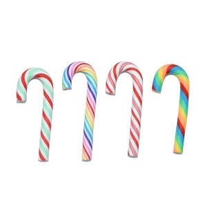 Set of four colorful Christmas candy cane DIY accessories for phone cases and decor