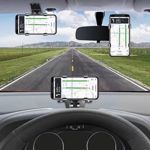 Universal car phone holder for dashboard and rearview mirror with 360-degree rotation