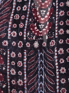Macro detail of bohemian paisley fabric showing intricate floral and geometric patterns