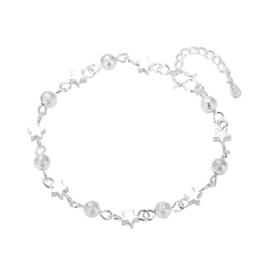 Elegant 925 sterling silver star and frosted bead bracelet with extension chain