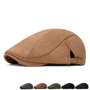 Vintage suede flat cap for men and women available in multiple classic solid colors