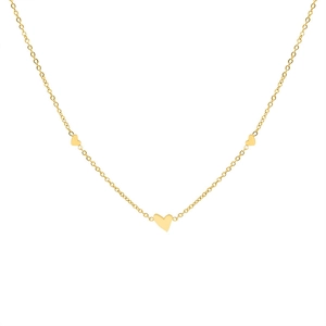Elegant 18K gold-plated titanium steel necklace featuring three minimalist heart pendants