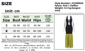 Detaillierte Größentabelle für Cut-Out-Abendkleid mit Maßen von S bis L in Zentimetern