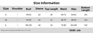 Guida alle taglie per set top a spalle scoperte e gonna con misure dettagliate in cm
