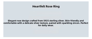 Detail specifications for S925 sterling silver rose ring with pavé cubic zirconia
