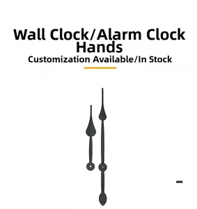 Detail view of black vintage teardrop clock hands set including hour and minute needles