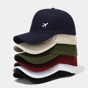 Airplane Embroidery Cotton Baseball Cap Vintage Hip Hop Style Adjustable Sun Protection Outdoor Hat For Men And Women