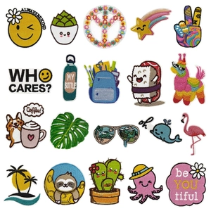 Embroidery Patches Cartoon Plants Cactus Animal Iron On Sew On Decorative Apparel Accessories Polyester