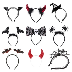 Cerchietto Halloween Pipistrello Ragno Teschio Cappello da Strega Copricapo Tessuto Cerchietto per Capelli Cosplay Festa Costume Puntelli Festival Accessori Capelli