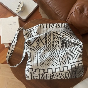 Bohemian Cotton Linen Crossbody Tote Bag Large Capacity Ethnic Paisley Geometric Print Vintage Casual Shoulder Handbag