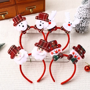 Set of 7 glowing LED Christmas headbands with plush Santa, Snowman and Reindeer motifs
