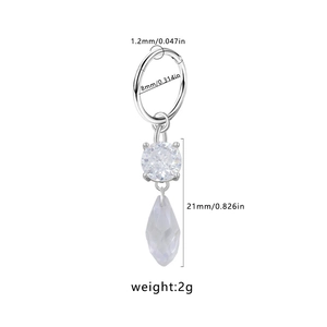 Spécifications de taille pour la boucle d'oreille en acier avec pendentif goutte en zircon