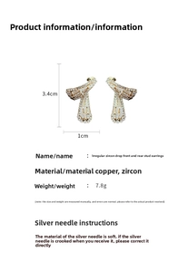 Détails des boucles d'oreilles goutte en zircon avec base en cuivre et style à double port