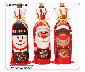 Détails des housses de bouteille de Noël mesurant 34cm de hauteur et 12,5cm de largeur