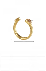 Macro view of 18K gold plated stainless steel heart ring showing zircon inlay details